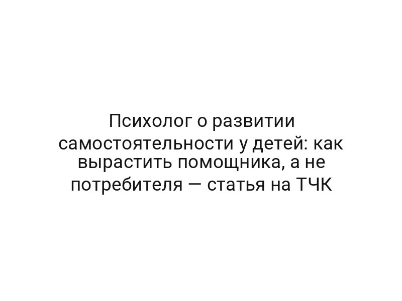 Психолог о развитии самостоятельности у детей: как вырастить помощника, а не потребителя — статья на ТЧК
